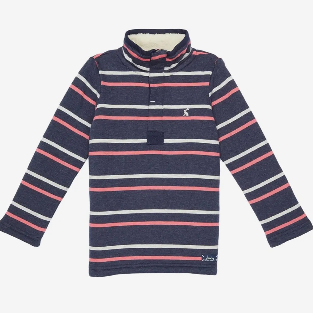 NWT Joules Boy Size 3 Yr Navy Stripe Lined Winter Dale Pullover